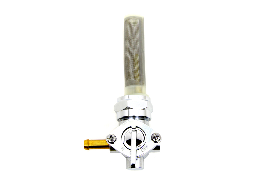 Chrome Petcock with Nut and 90° Left Outlet