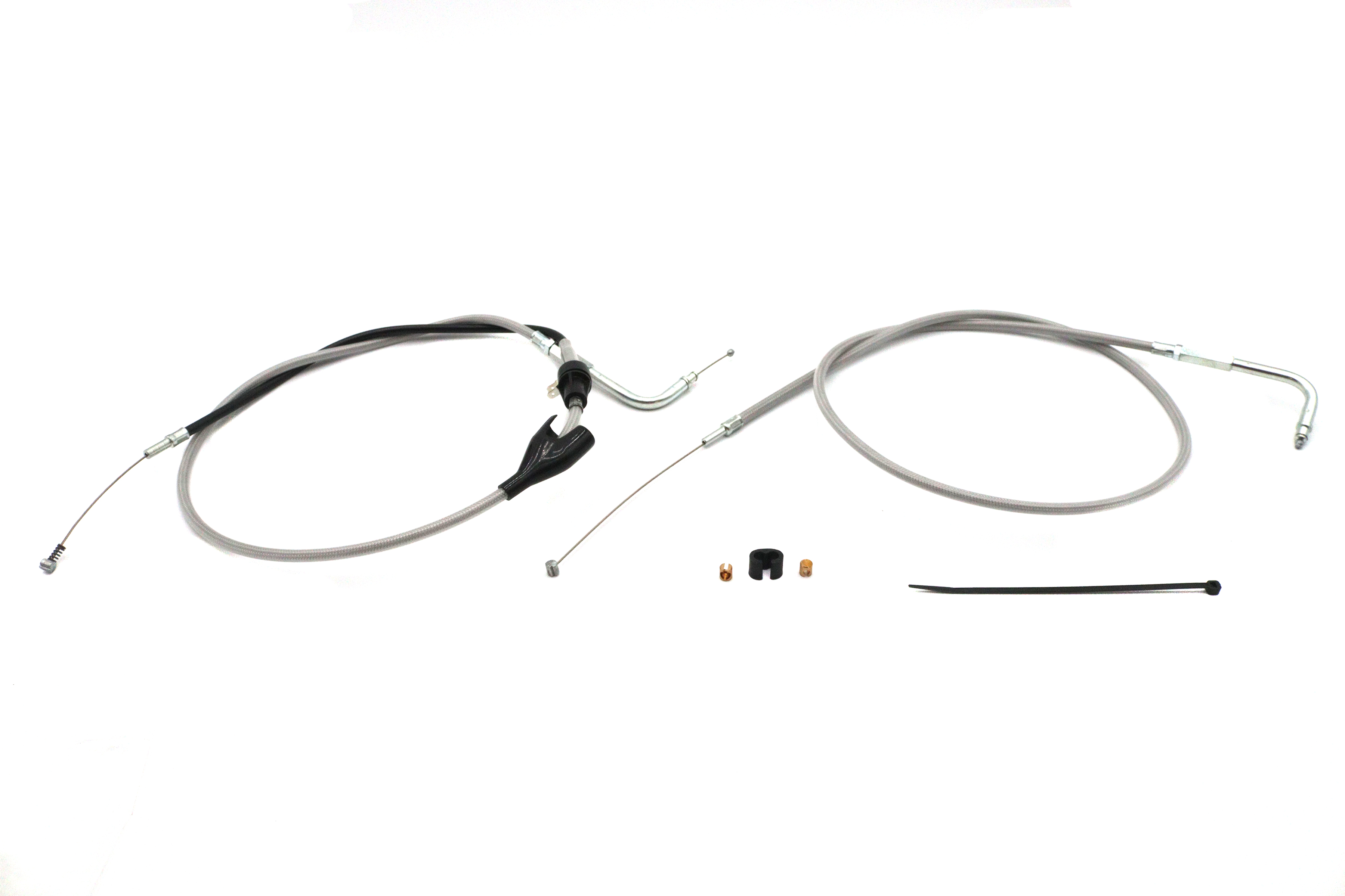 43" Stainless Steel Throttle and Idle Cable Set Clear Coat
