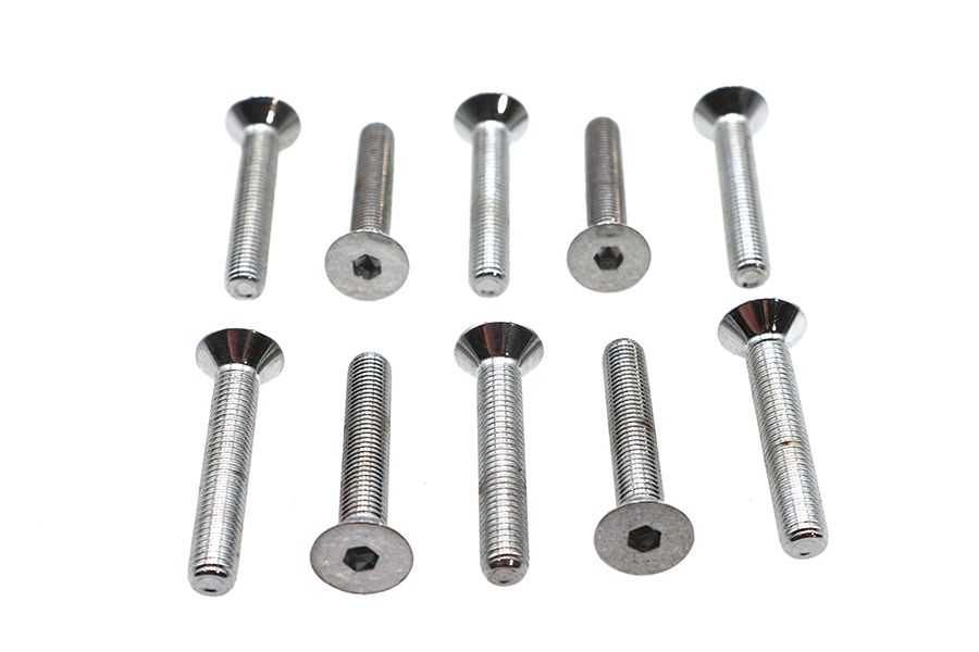 Allen Flat Head Screws Chrome 1/4"-28 x 1-1/2"