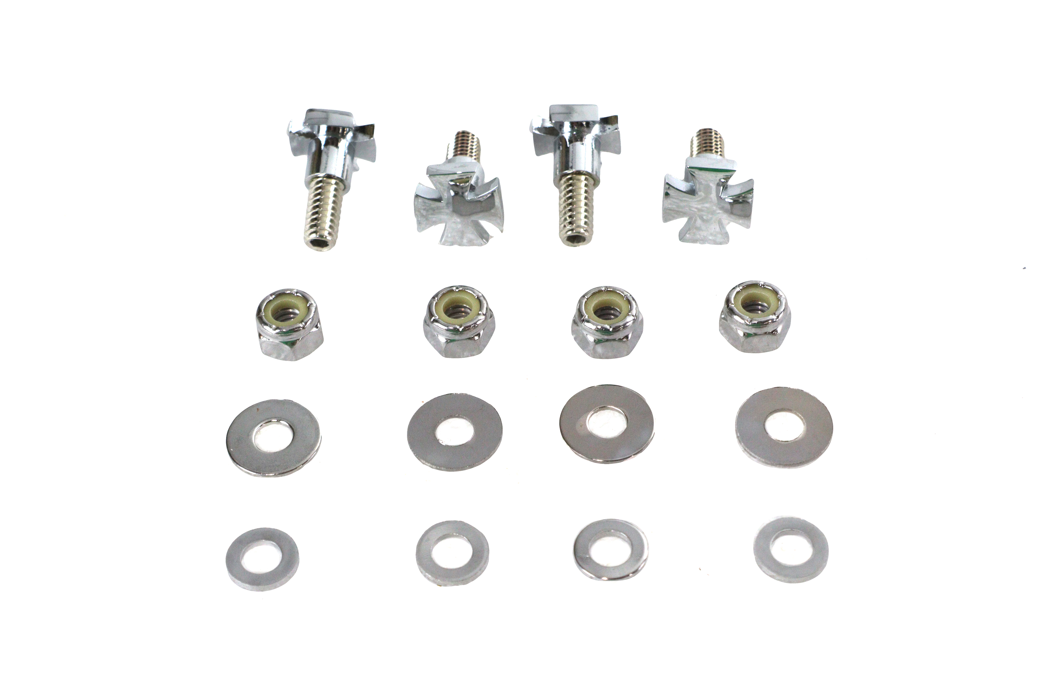 License Plate Frame Mount Bolt Set Chrome Maltese Style