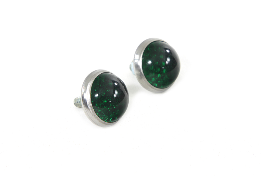 License Plate Frame Reflectors Green Glass