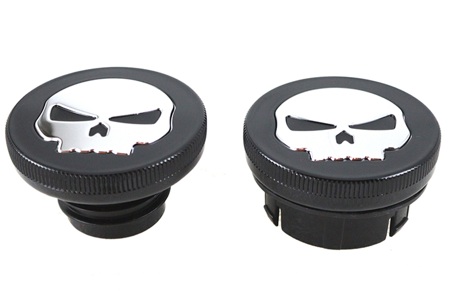 Black Skull Style Vented and Non-Vented Gas Cap Set