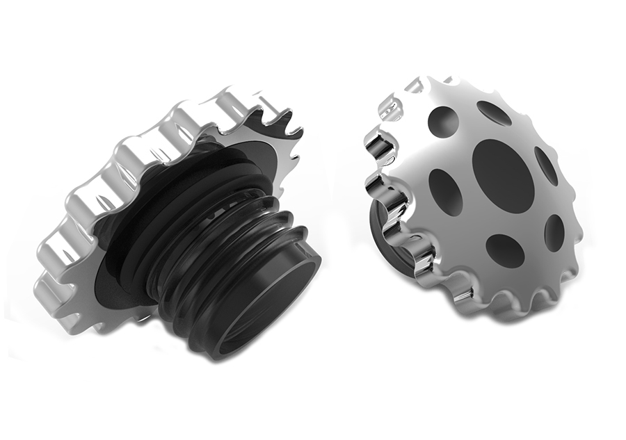 Sprocket Gas Cap Set Vented and Non-Vented Chrome
