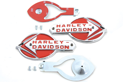 Gas Tank Emblems with Red Lettering
