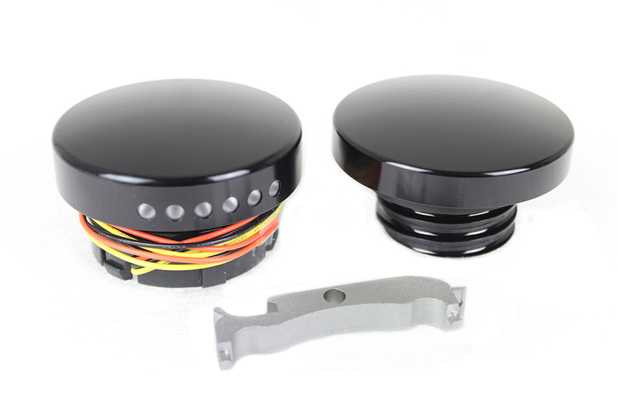 Black LED Smooth Style Fuel Gauge and Filler Cap Set