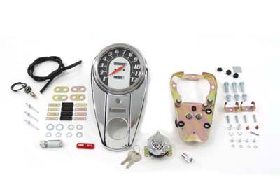 Chrome Two Light Dash Panel Kit with 1:1 Ratio Speedometer
