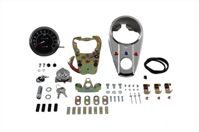 Chrome Three Light Dash Panel Kit with 2:1 Ratio Speedometer