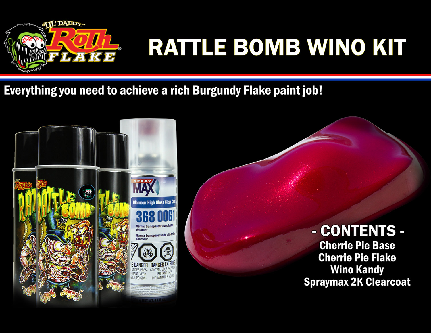 Rattle Bomb Spray Kit Burgundy