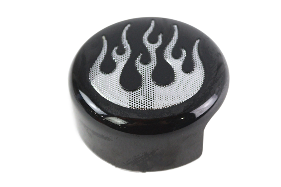 Round Horn Cover Black with Chrome Flame