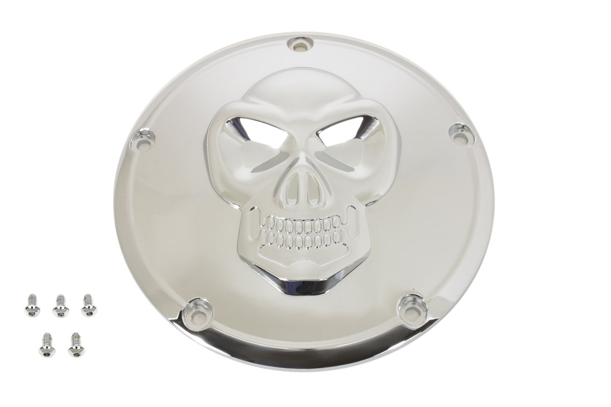 Raised Skull Derby Cover Chrome