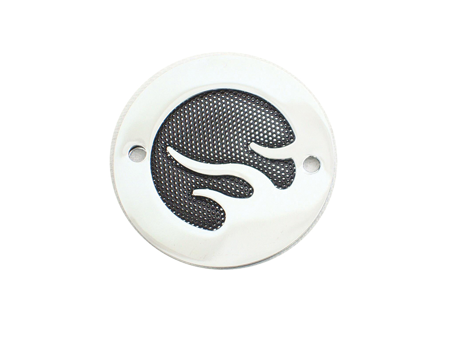 Black Mesh Flame Chrome Ignition System Cover