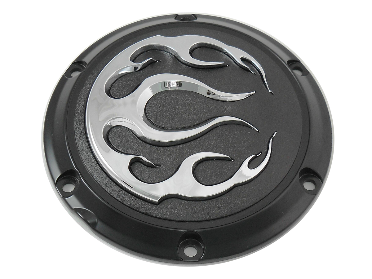 Black 6-Hole Flame Derby Cover
