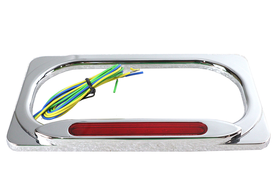 License Plate Frame Chrome Billet with LED Top Lamp