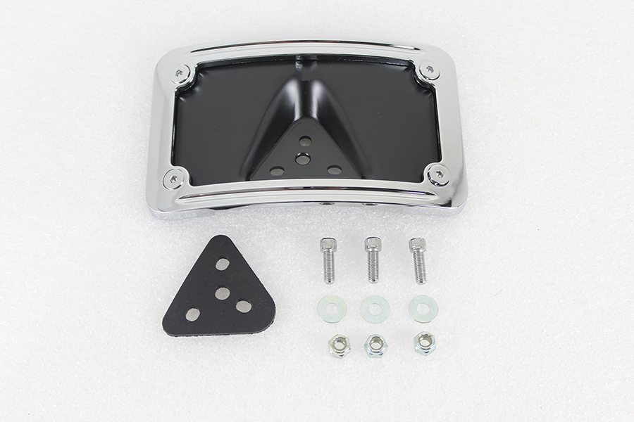 License Plate Bracket Curved Laydown Style Chrome Billet