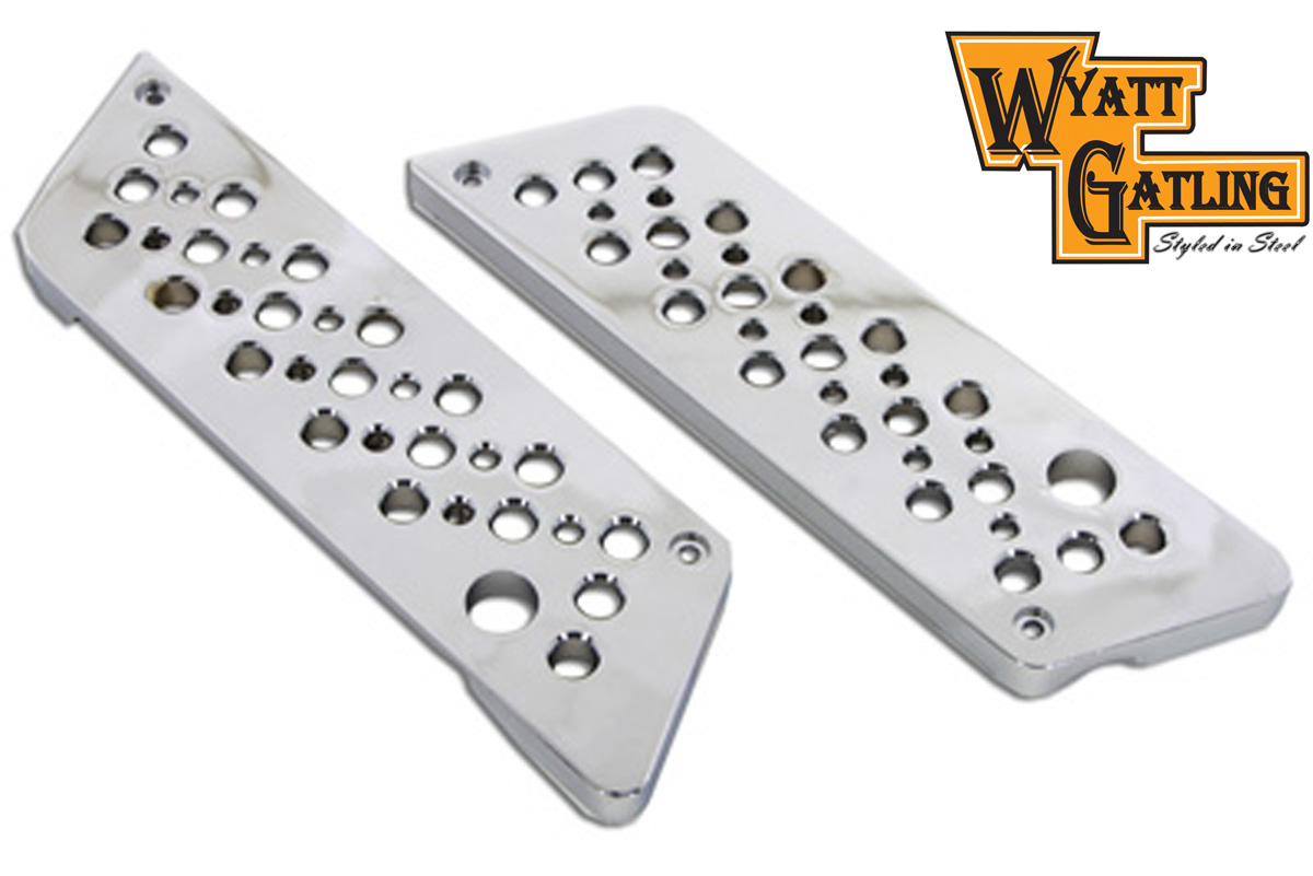 VTwin Swiss Cheese Chrome  Saddlebag Hinge Covers 1993-2013 Harley Touring FLT