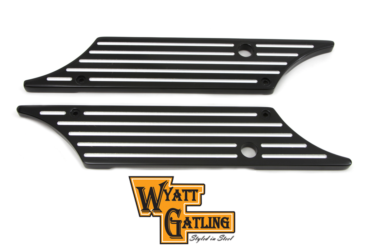 VTwin Black Ball Milled Rear Saddlebag Hinge Covers 1993-2013 Harley Touring FLT