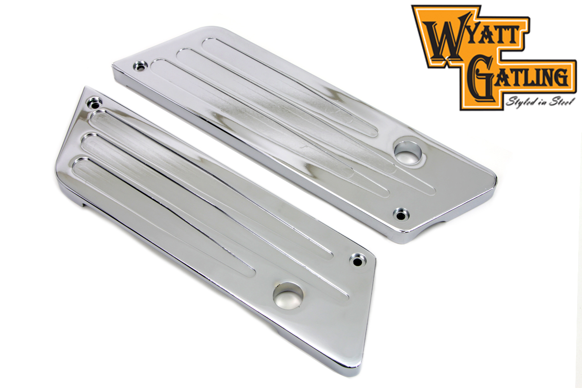 VTwin Ball Milled Chrome  Saddlebag Hinge Covers 1993-2013 Harley Touring FLT