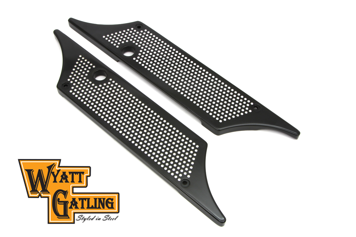 VTwin Perforated Winged Saddlebag Hinge Covers 1993-2013 Harley Touring FLT