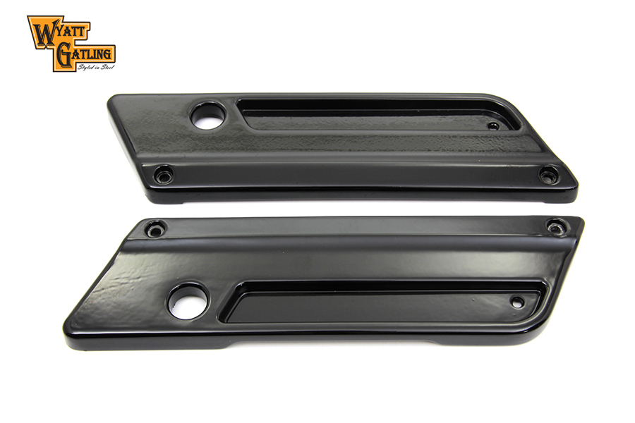 VTwin Wyatt Gatling Black Saddlebag Hinge Covers 1993-2013 Harley Touring FLT