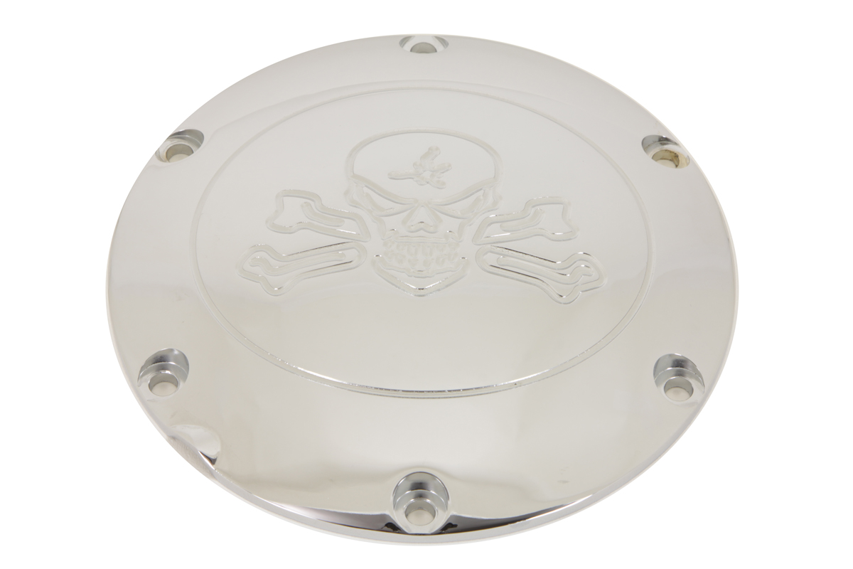 Skull with Cross Bones Derby Cover Chrome