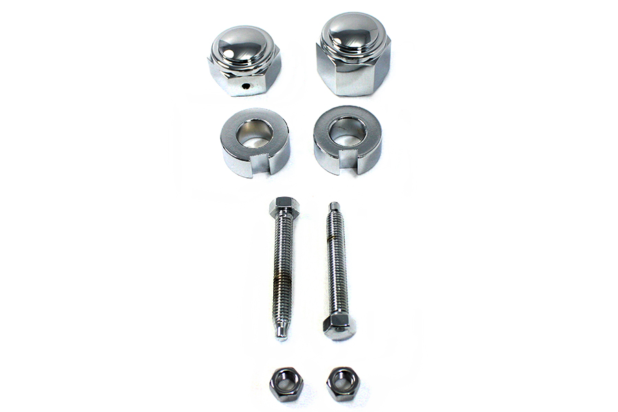 Chrome Rear Axle Adjuster and Nut Kit