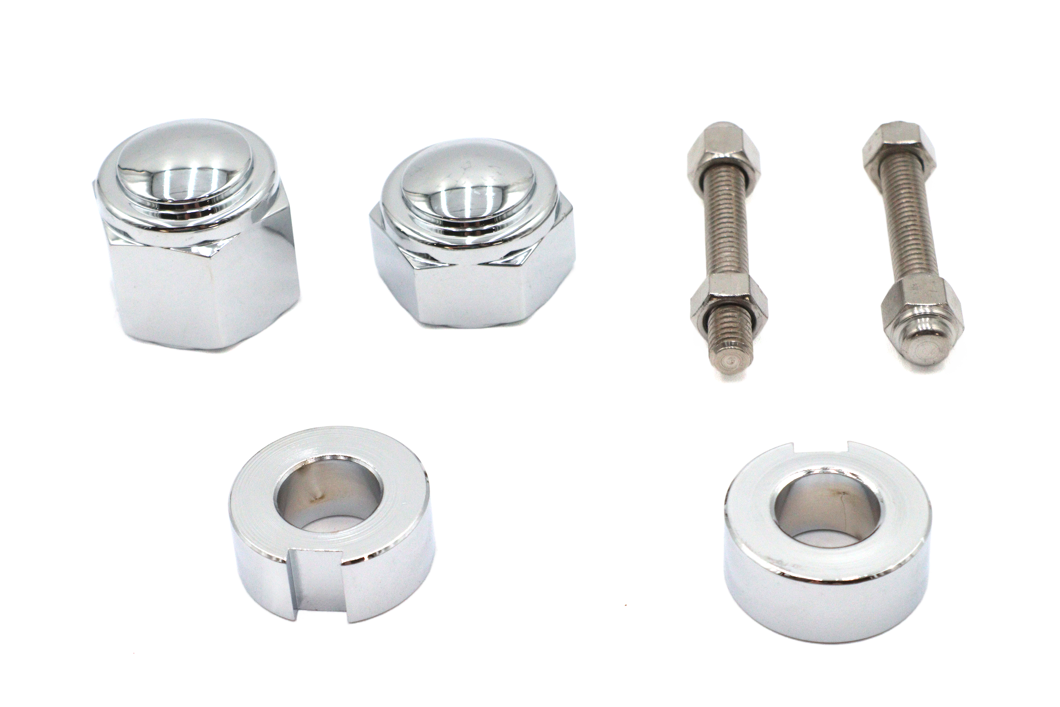 Chrome Rear Axle Adjuster and Nut Kit