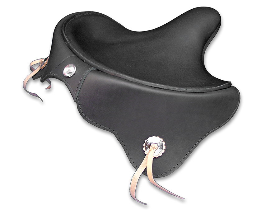 Black Leather Solo Seat with Skirt