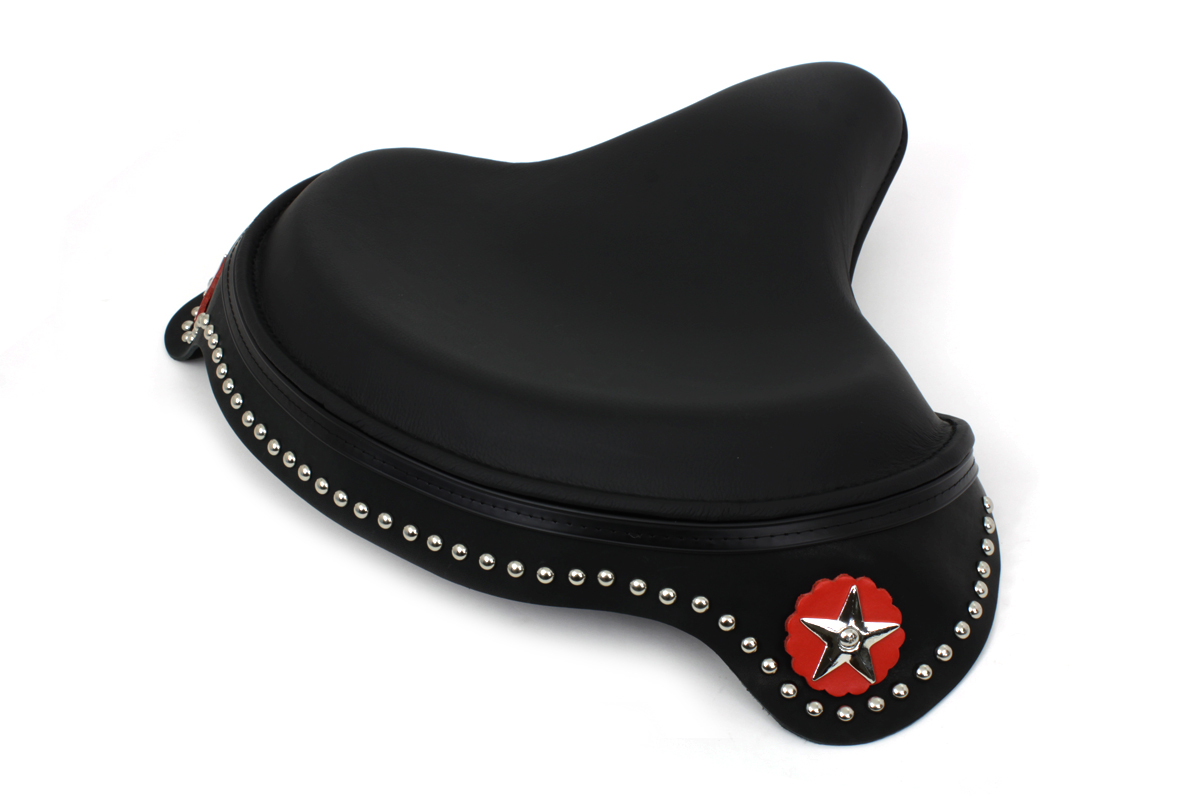 Black Leather Solo Seat with Skirt