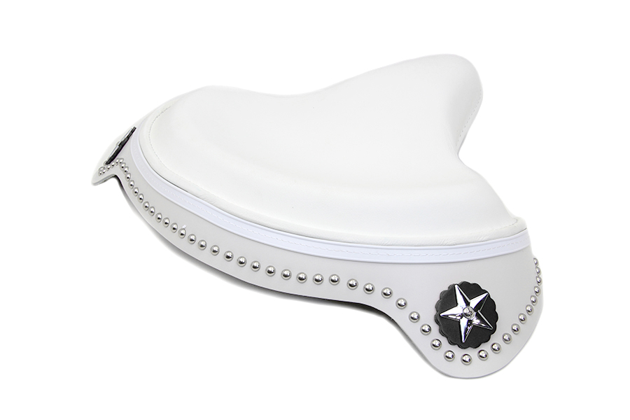 White Leather Solo Seat with Skirt