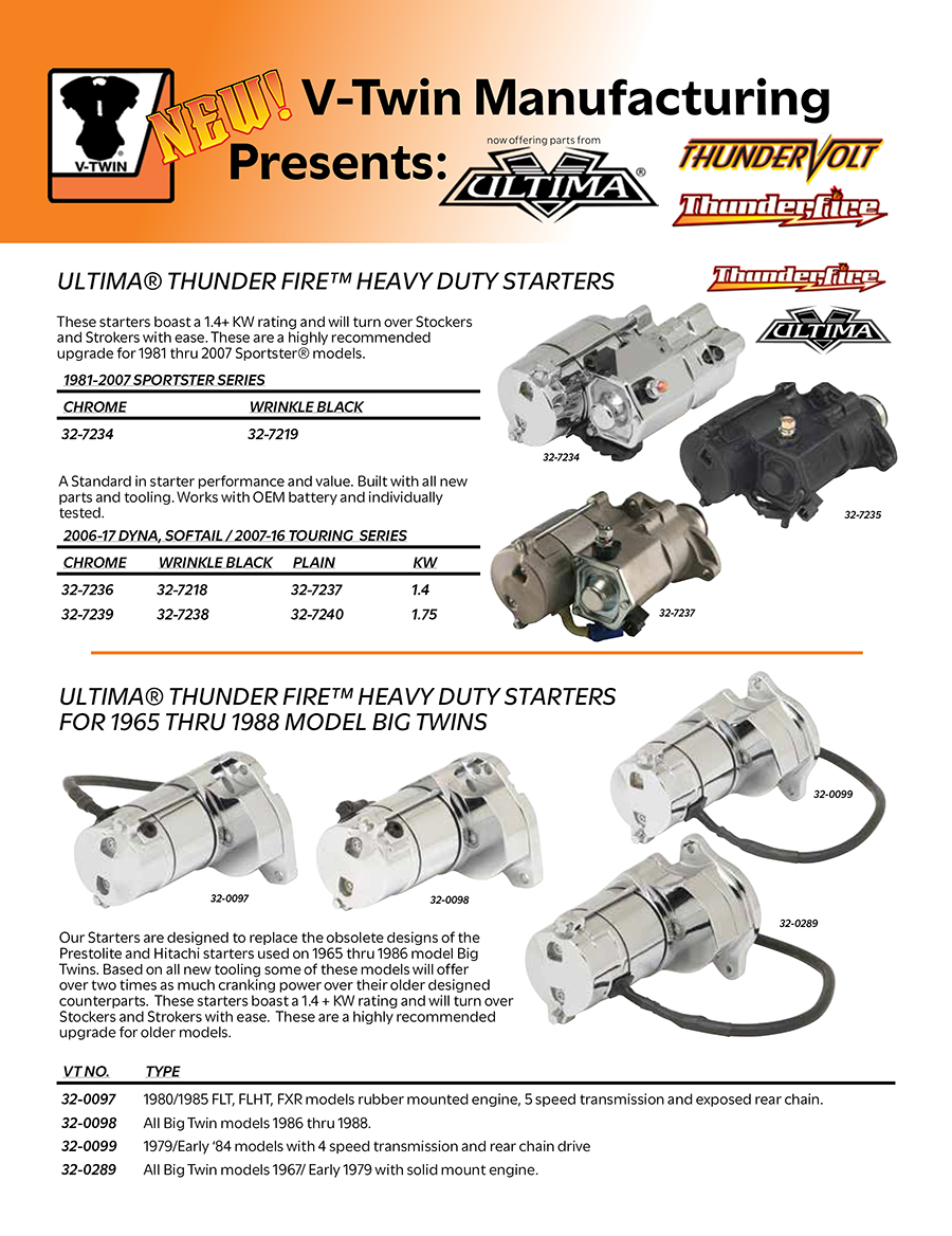 V-Twin Parts for Thundervolt Thunderfire and Ultima Flyer   Booklet