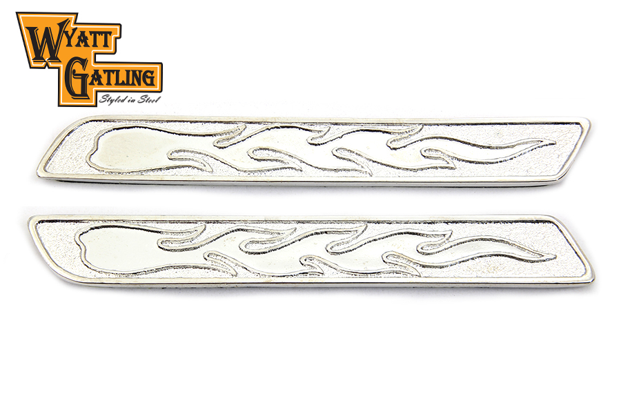 VTwin Chrome Flame Saddlebag Face Plate insert set 1993-2014 Harley Touring FLT