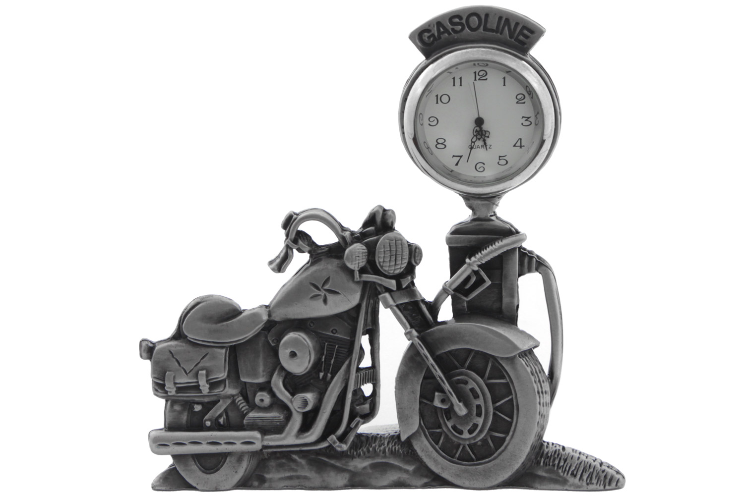 V-Twin Pewter Motorcycle Clock 4-1/2" Tall