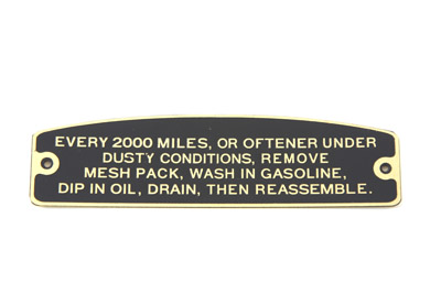 Air Cleaner Instruction Tag
