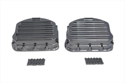 Finned Cast Rocker Box Cover Set Chrome