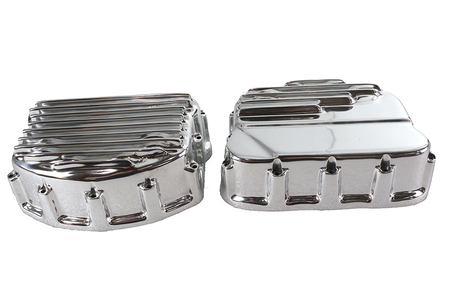 Finned Panhead Valve Cover Set Polished