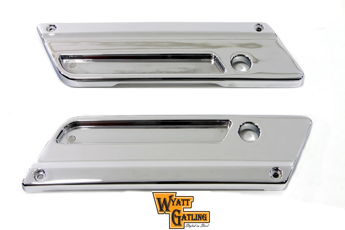 VTwin Wyatt Gatling Chrome Saddlebag Hinge Covers 1993-2013 Harley Touring FLT