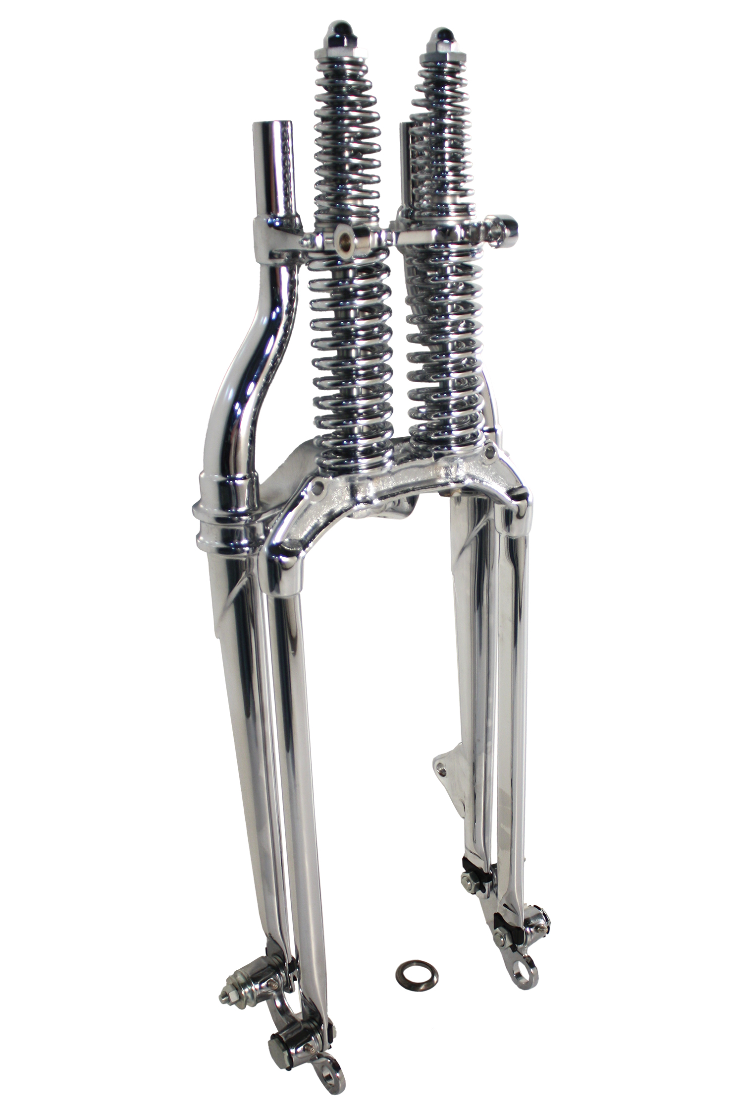 18" Offset Spring Fork Assembly Chrome