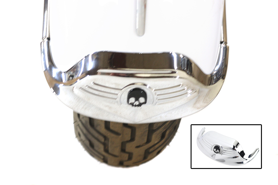 Skull Front Fender Tip Chrome
