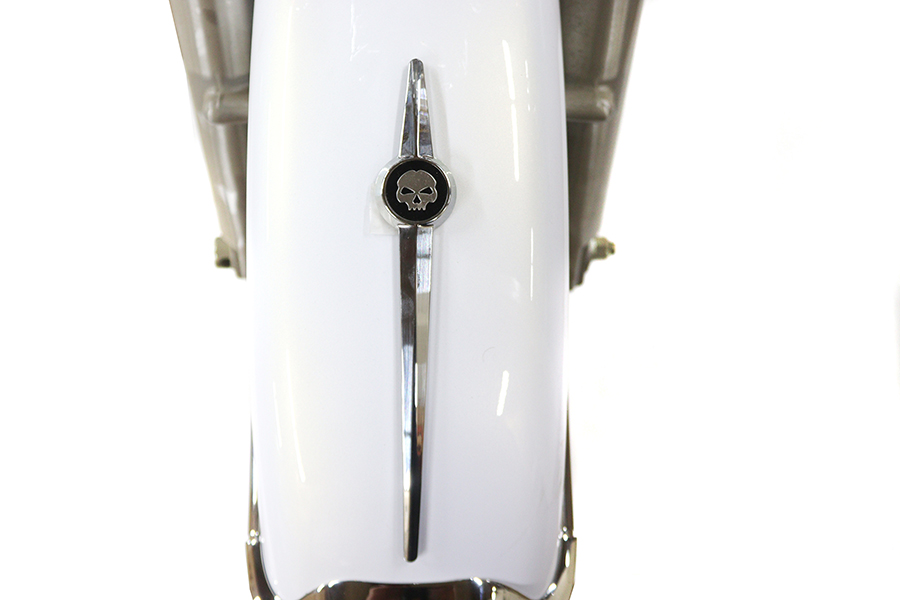 Chrome Front Fender Trim Spear with Skull