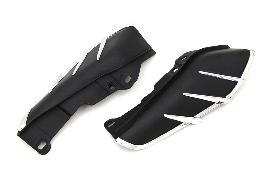 Vtwin Black Windshield Deflector Set with Chrome Trim for 2009-23 Harley Touring