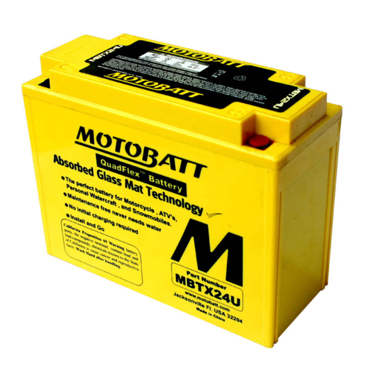 MotoBatt 12 Volt AGM Fully Sealed Yellow Battery