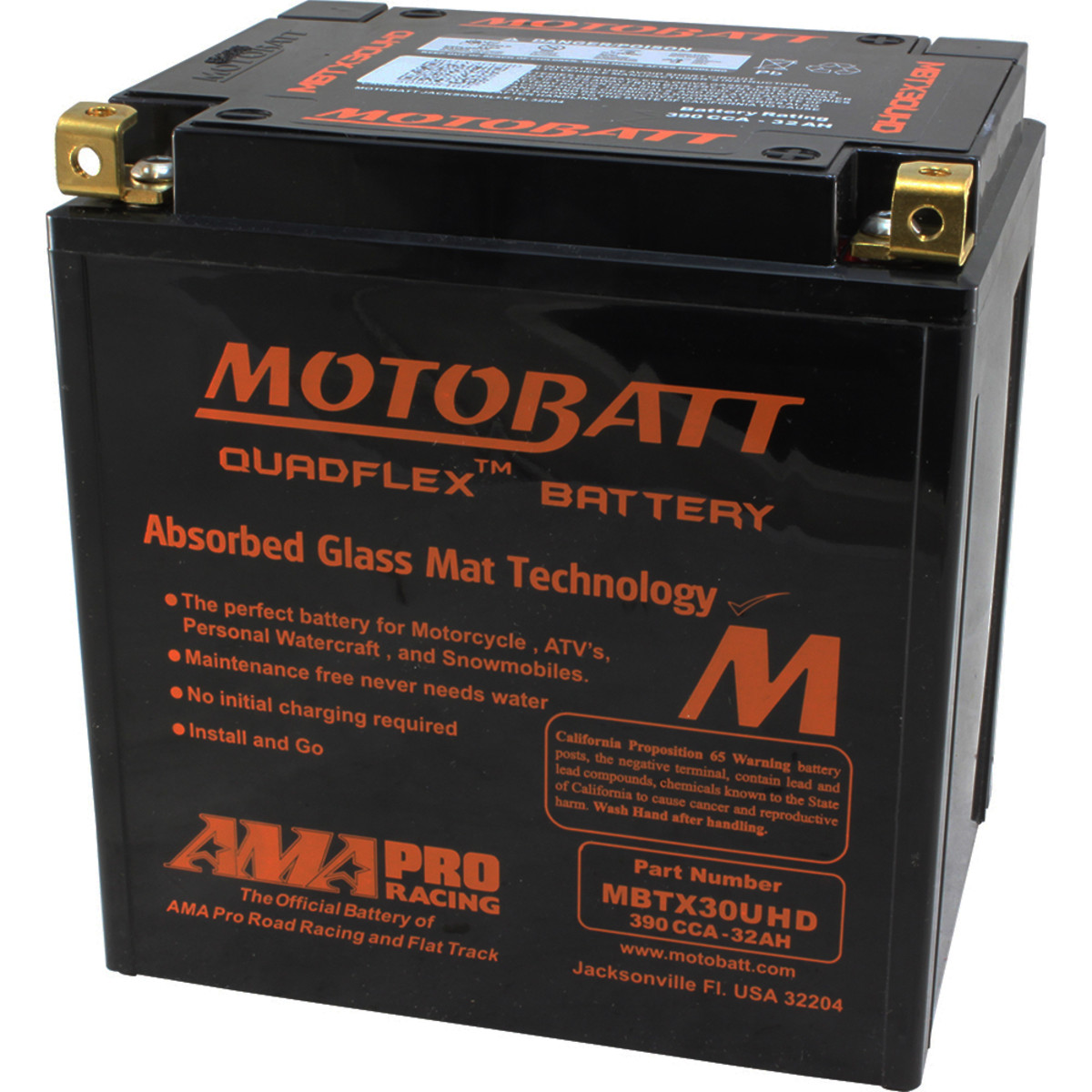 MotoBatt 12V AGM Black Battery