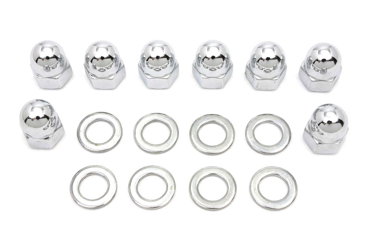 Chrome Cylinder Base Acorn Nut and Washer