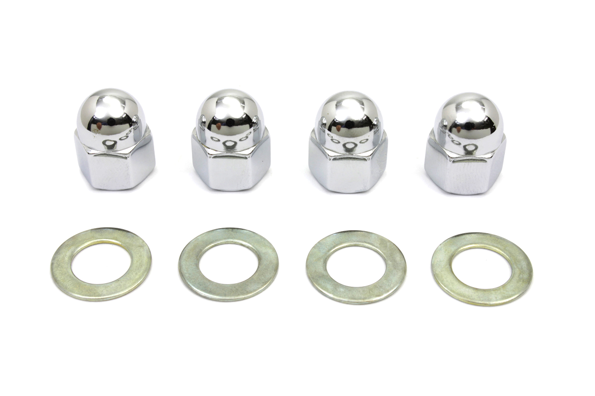 Rocker Arm Shaft Chrome Acorn Nut and Washer